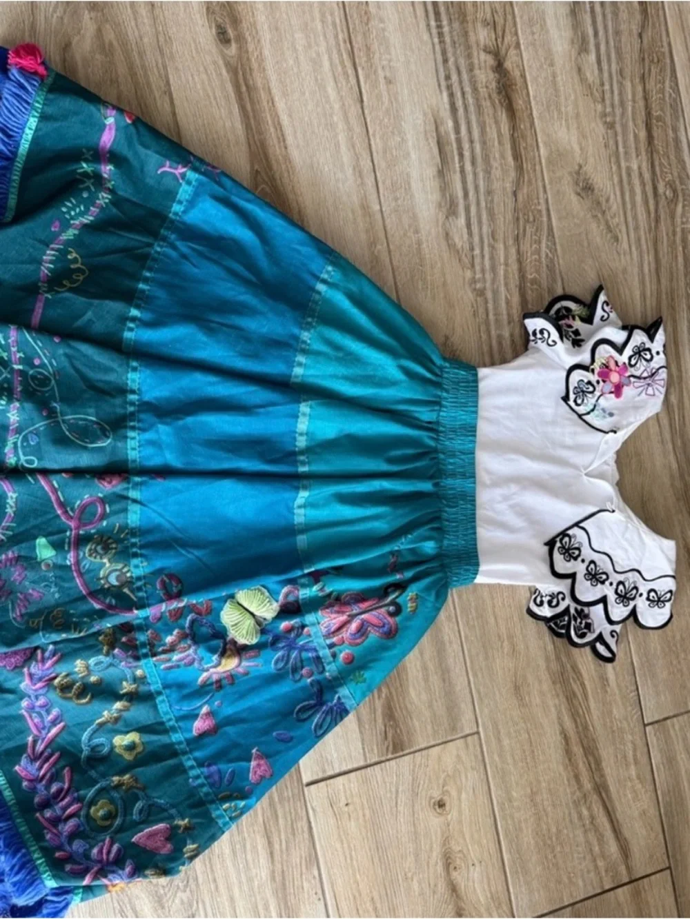 Disney Teal and White Embroidered Fiesta Dress Costume - Picture 7 of 7